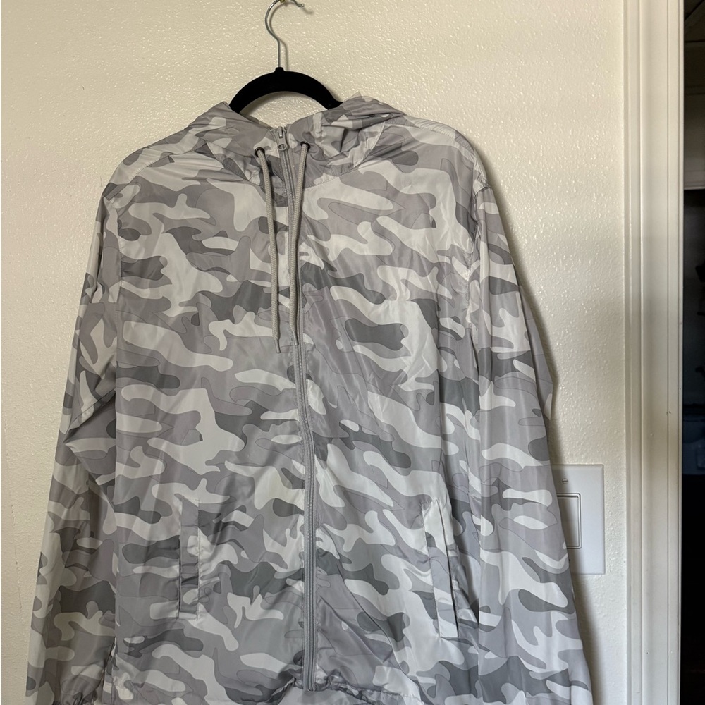Men's Gray Camo Windbreaker Jacket
